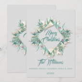 Merry Christmas Belly ingelijst Monogram grijs Bla Kaart (Voorkant / Achterkant)