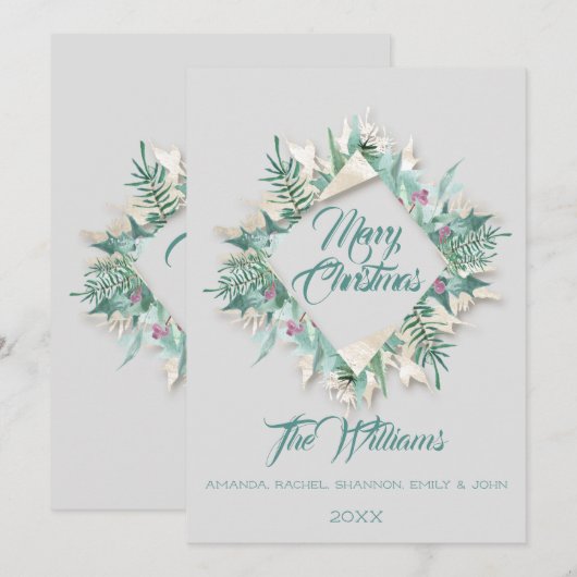 Merry Christmas Belly ingelijst Monogram grijs Bla Kaart (Voorkant / Achterkant)