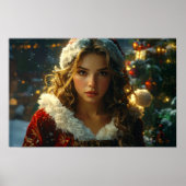 Merry Christmas beroemd gemaakt door Santa Girl Poster (Voorkant)