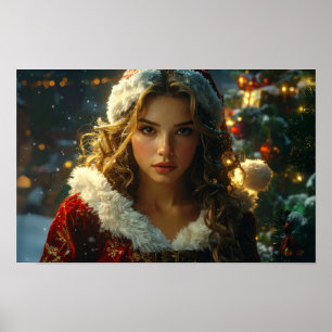 Merry Christmas beroemd gemaakt door Santa Girl Poster