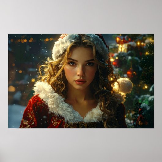 Merry Christmas beroemd gemaakt door Santa Girl Poster (Voorkant)