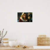 Merry Christmas beroemd gemaakt door Santa Girl Poster (Keuken)
