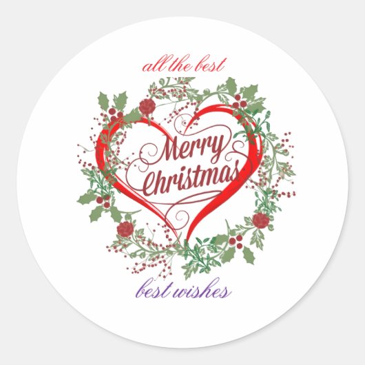 Merry christmas best wishes ronde sticker (Voorkant)