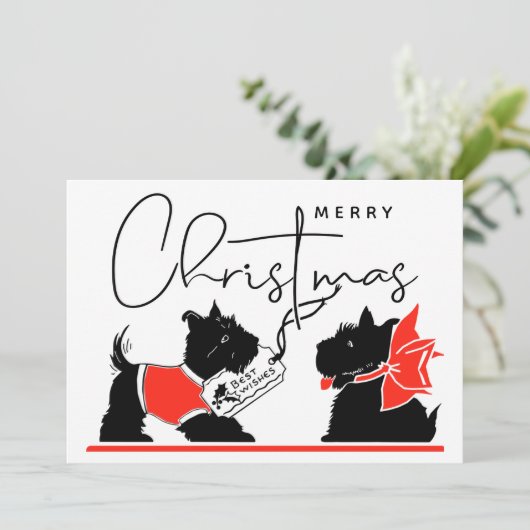 MERRY CHRISTMAS | Beste wensen voor Schotse honden (Staand voorkant)