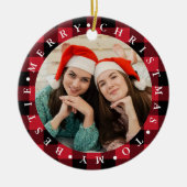 Merry Christmas Bestie Buffalo Plaid Photo  Keramisch Ornament (Voorkant)