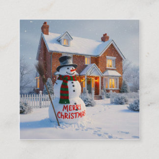 MERRY CHRISTMAS BIG SNOWMAN WINTER SCENE INFORMATIEKAARTJE