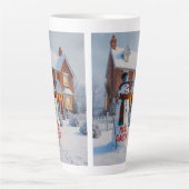 MERRY CHRISTMAS BIG SNOWMAN WINTER SCENE LATTE MOK (Voorkant)
