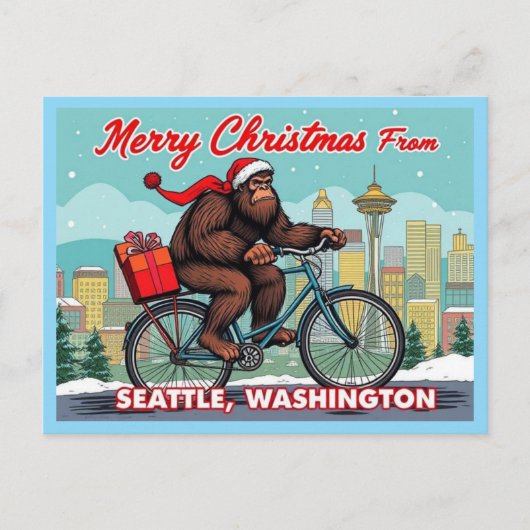 Merry Christmas Bigfoot From Seattle Washington Feestdagenkaart (Voorkant)