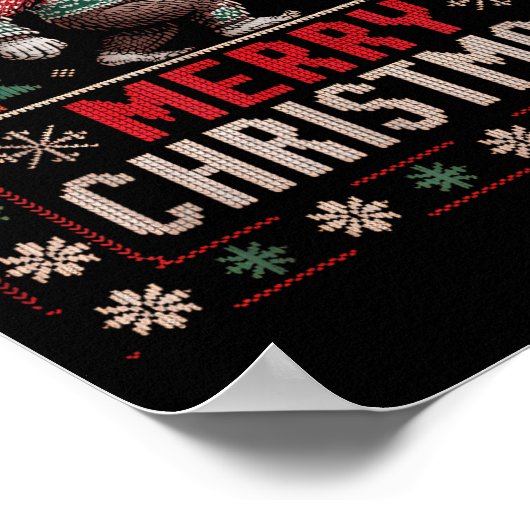Merry Christmas Bigfoot Funny Ugly Sweater Art  Poster (Hoek)