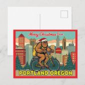 Merry Christmas Bigfoot Portland Oregon Feestdagenkaart (Voorkant / Achterkant)