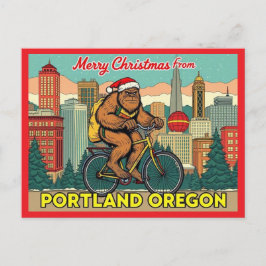 Merry Christmas Bigfoot Portland Oregon Feestdagenkaart