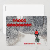 Merry Christmas - Biker Bringing Home the Tree Feestdagenkaart (Voorkant / Achterkant)