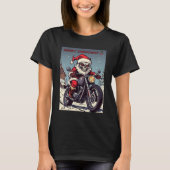 Merry Christmas Biker Skeleton Santa T-shirt (Voorkant)