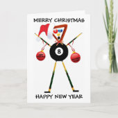 Merry Christmas Billiards Player Feestdagen Kaart (Voorkant)