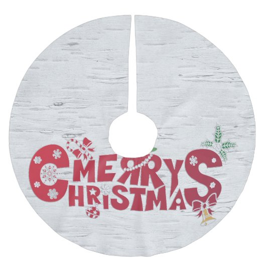 Merry Christmas Birch Tree Pattern Kerstboom Rok (Voorkant)