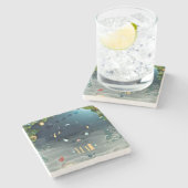 Merry christmas_bird_coaster stenen onderzetter (Zijkant)