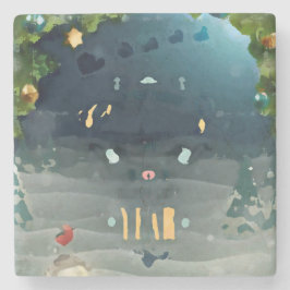 Merry christmas_bird_coaster stenen onderzetter