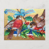 Merry Christmas  Birds en Holly Berry Feestdagenkaart (Voorkant)