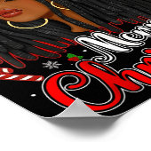 Merry Christmas Black African Girl Santa Hat Xmas  Poster (Hoek)