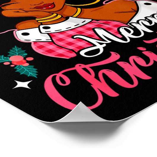 Merry Christmas Black Afro African American Girl S Poster (Hoek)