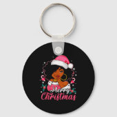 Merry Christmas Black Afro African American Girl S Sleutelhanger (Voorkant)
