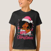 Merry Christmas Black Afro African American Girl S T-shirt (Voorkant)