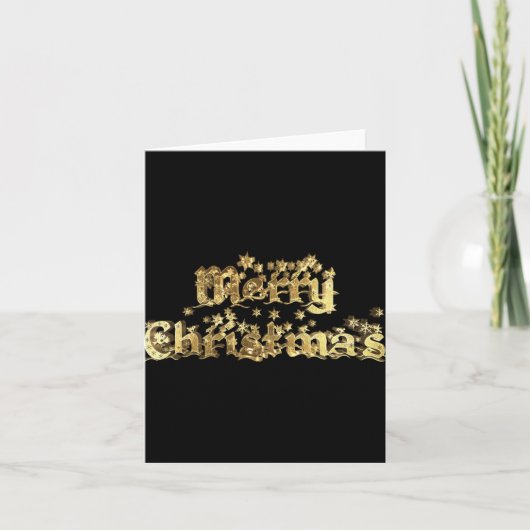 Merry Christmas Black And Gold Stars Tygraphy T Sh Kaart (Voorkant)