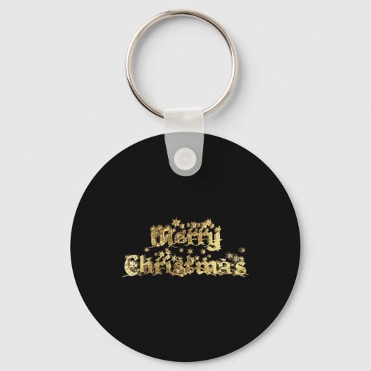 Merry Christmas Black And Gold Stars Tygraphy T Sh Sleutelhanger (Voorkant)