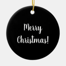 Merry Christmas Black and White Typography Keramisch Ornament