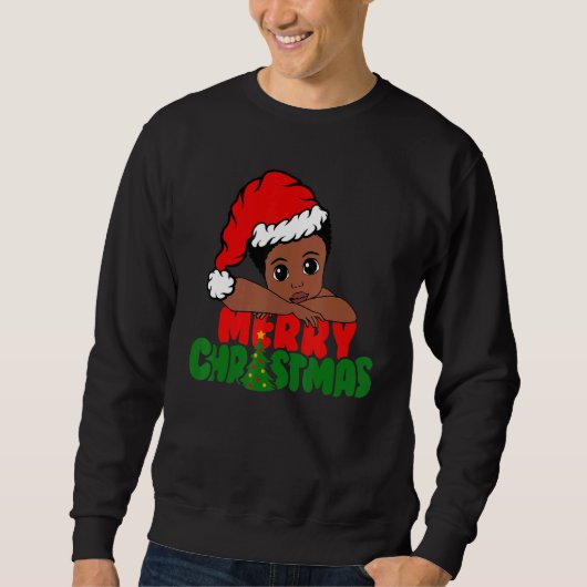 Merry Christmas Black Boy Afro Boy African America Trui (Voorkant)
