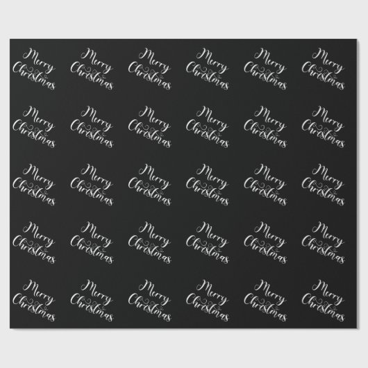 Merry Christmas Black Gift Wrapping Paper Cadeaupapier (Vlak)