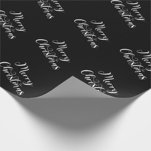 Merry Christmas Black Gift Wrapping Paper  Cadeaupapier (Hoek)