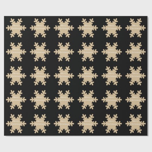Merry Christmas Black Gold Snowflake Patterns 2025 Cadeaupapier (Vlak)