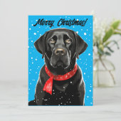 Merry Christmas Black Lab Retriever Vakantie Kaart (Staand voorkant)