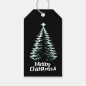 Merry Christmas Black & Mint Distressed Chic Tree Cadeaulabel (Voorkant)