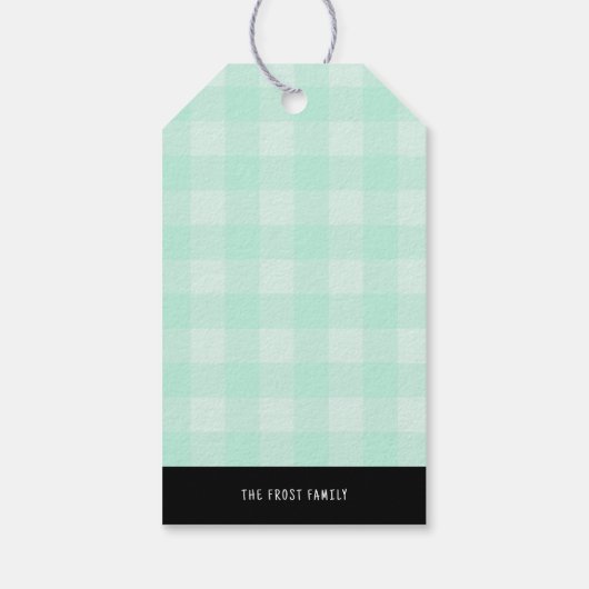 Merry Christmas Black & Mint Distressed Chic Tree Cadeaulabel (Achterkant)