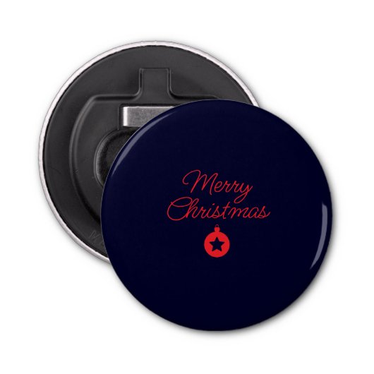 Merry Christmas Black Rock Blue Classical Unique Button Flesopener (Voorkant)