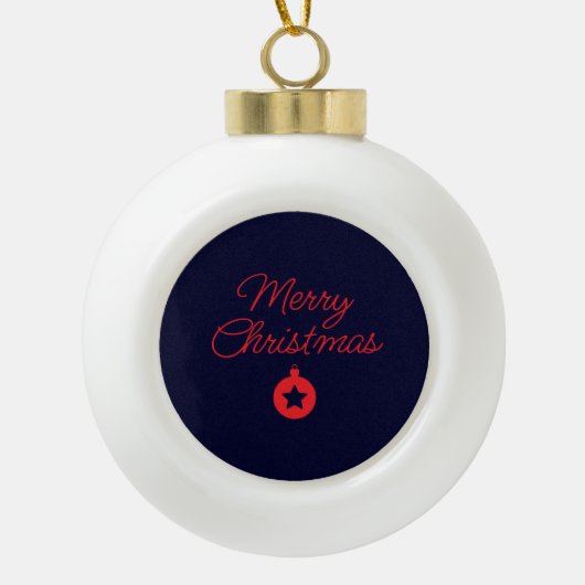Merry Christmas Black Rock Blue Classical Unique Keramische Bal Ornament (Voorkant)