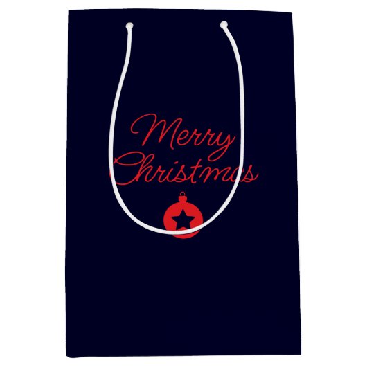 Merry Christmas Black Rock Blue Classical Unique Medium Cadeauzakje (Voorkant)