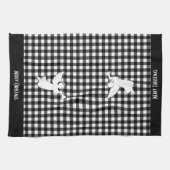Merry Christmas Black & White Buffalo Plaid Angel Theedoek (Horizontaal)