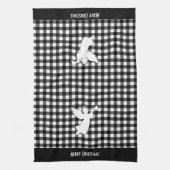 Merry Christmas Black & White Buffalo Plaid Angel Theedoek (Verticaal)