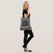 Merry Christmas Black & White Buffalo Plaid Custom Tote Bag (Op model)