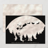 Merry Christmas Black White Santa Sleigh Reindeer Feestdagenkaart (Voorkant / Achterkant)