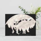 Merry Christmas Black White Santa Sleigh Reindeer Feestdagenkaart (Staand voorkant)