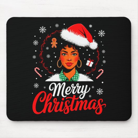 Merry Christmas Black Women African American Xmas  Muismat (Voorkant)