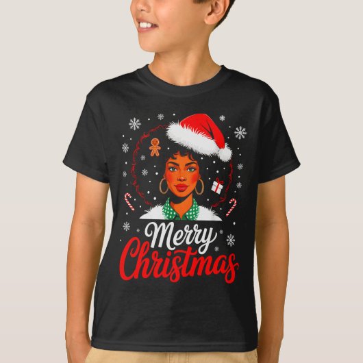 Merry Christmas Black Women African American Xmas  T-shirt (Voorkant)