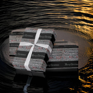 Merry Christmas Bladmuziek Grijs Zwart Cadeaupapier