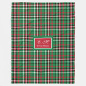 Merry Christmas Blanket Festive Red Green Tartan Fleece Deken (Voorkant)
