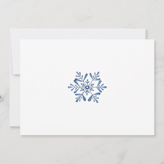 MERRY CHRISTMAS | Blauwe Waterverf Snowflake Kaart (Achterkant)
