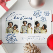 MERRY CHRISTMAS | Blauwe Waterverf Snowflake Kaart